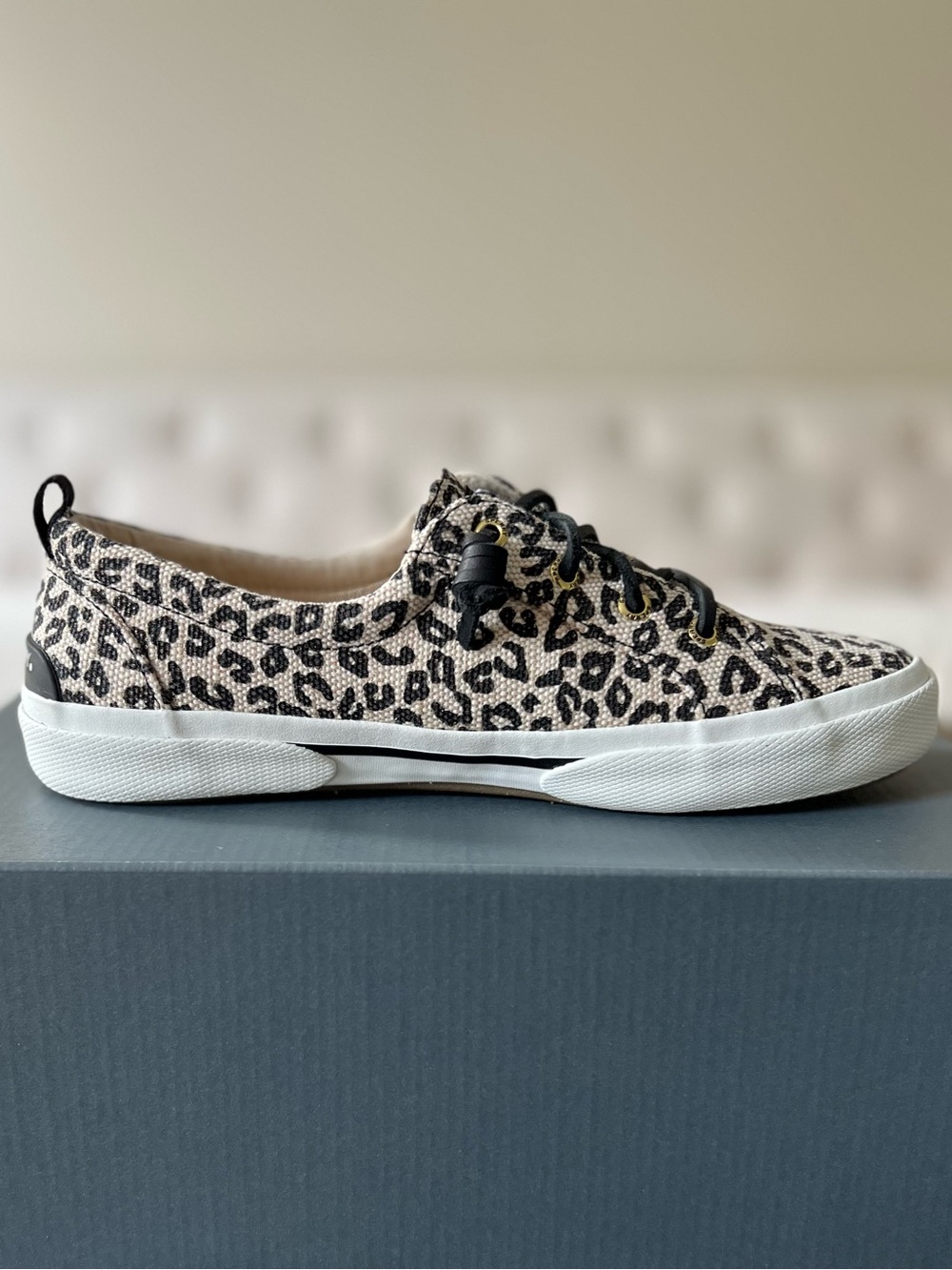 Sperry Pier Wave LTT Sneakers Cream Black Cheetah Animal Print - Picture 6 of 11